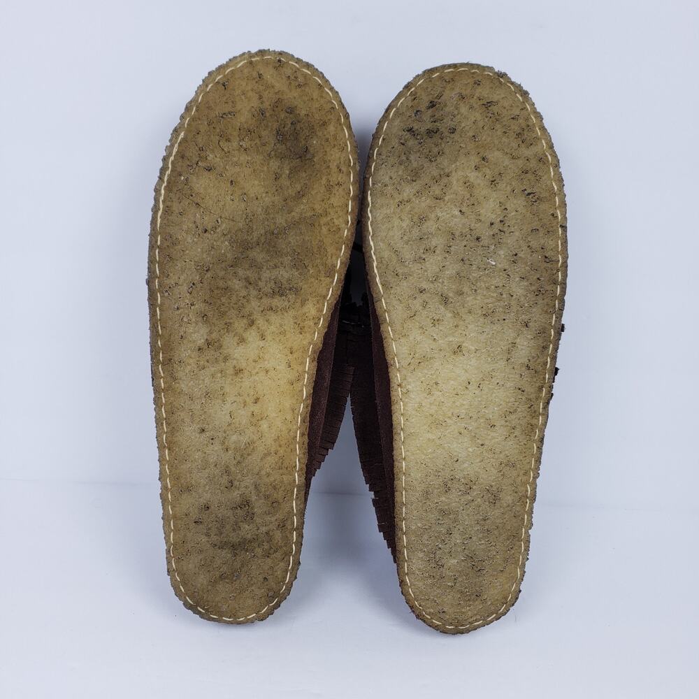 Laurentian Chief Canada Womens Size 7 Brown Leather Suede Fringe Moccasins Shoes - Picture 8 of 12